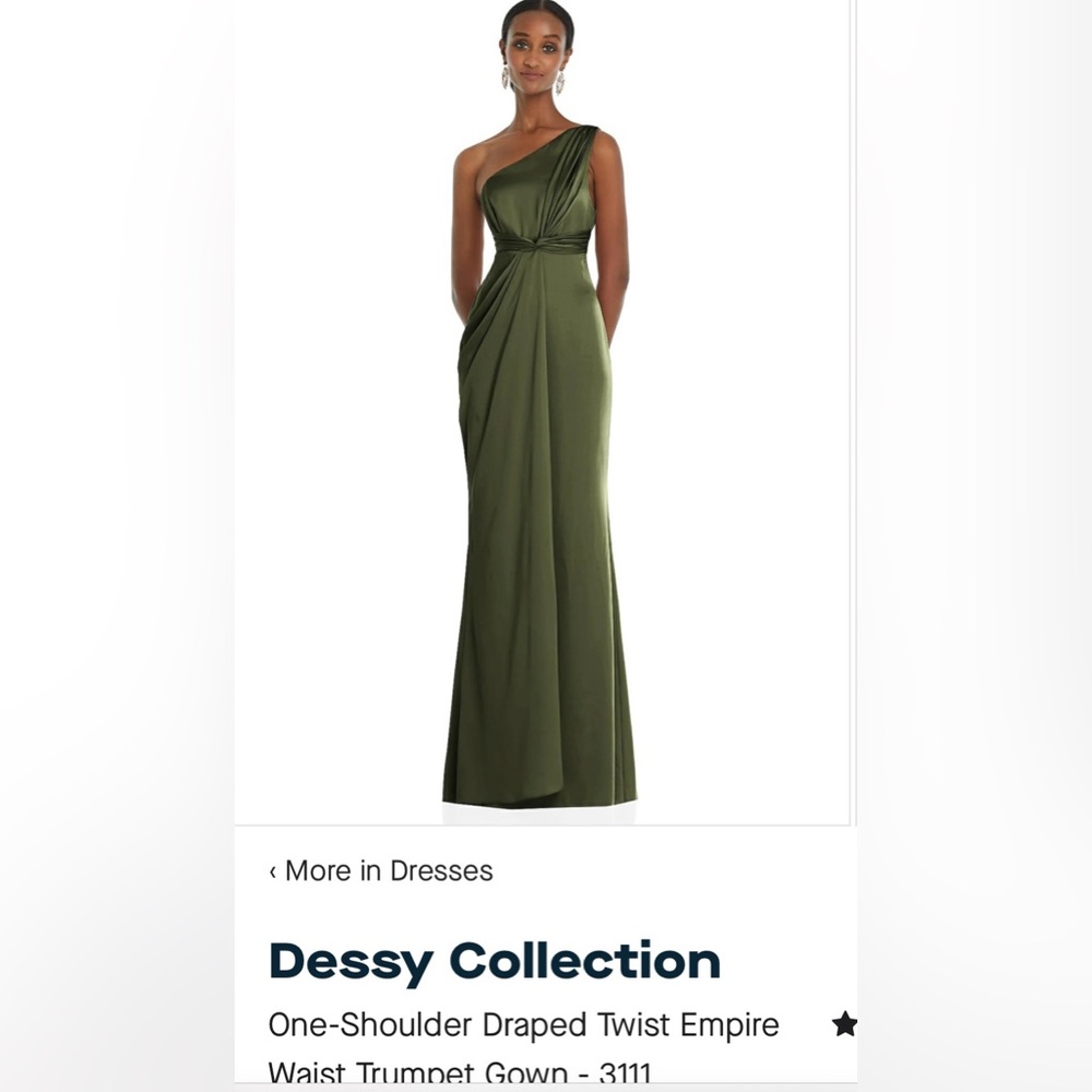 Dessy Collection one shoulder full length gown